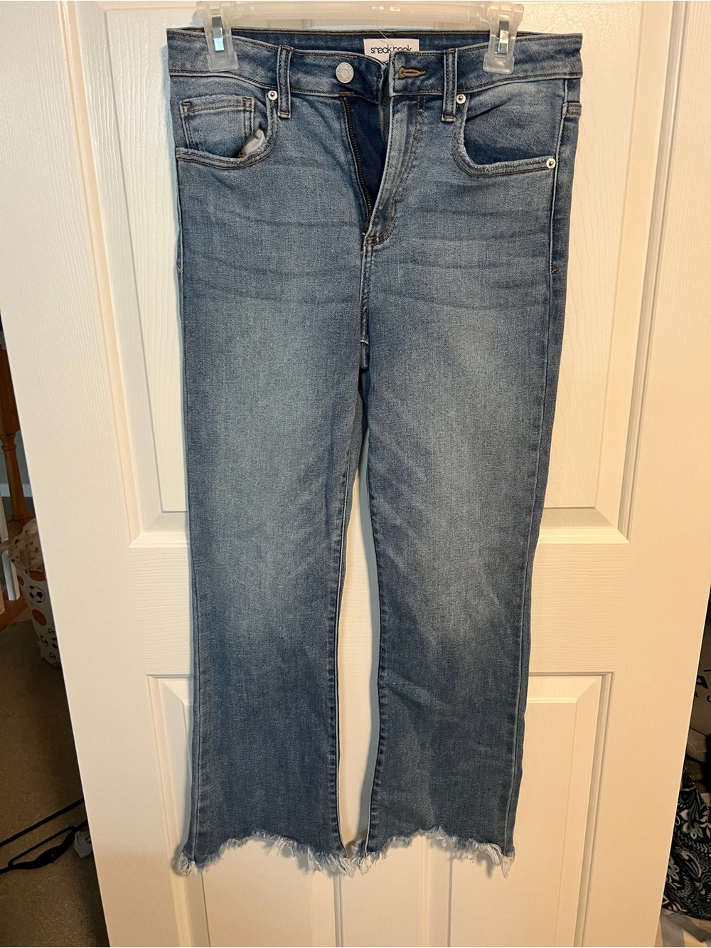 Sneak peek High-Rise Straight Raw-Hem Jeans - Light Blue